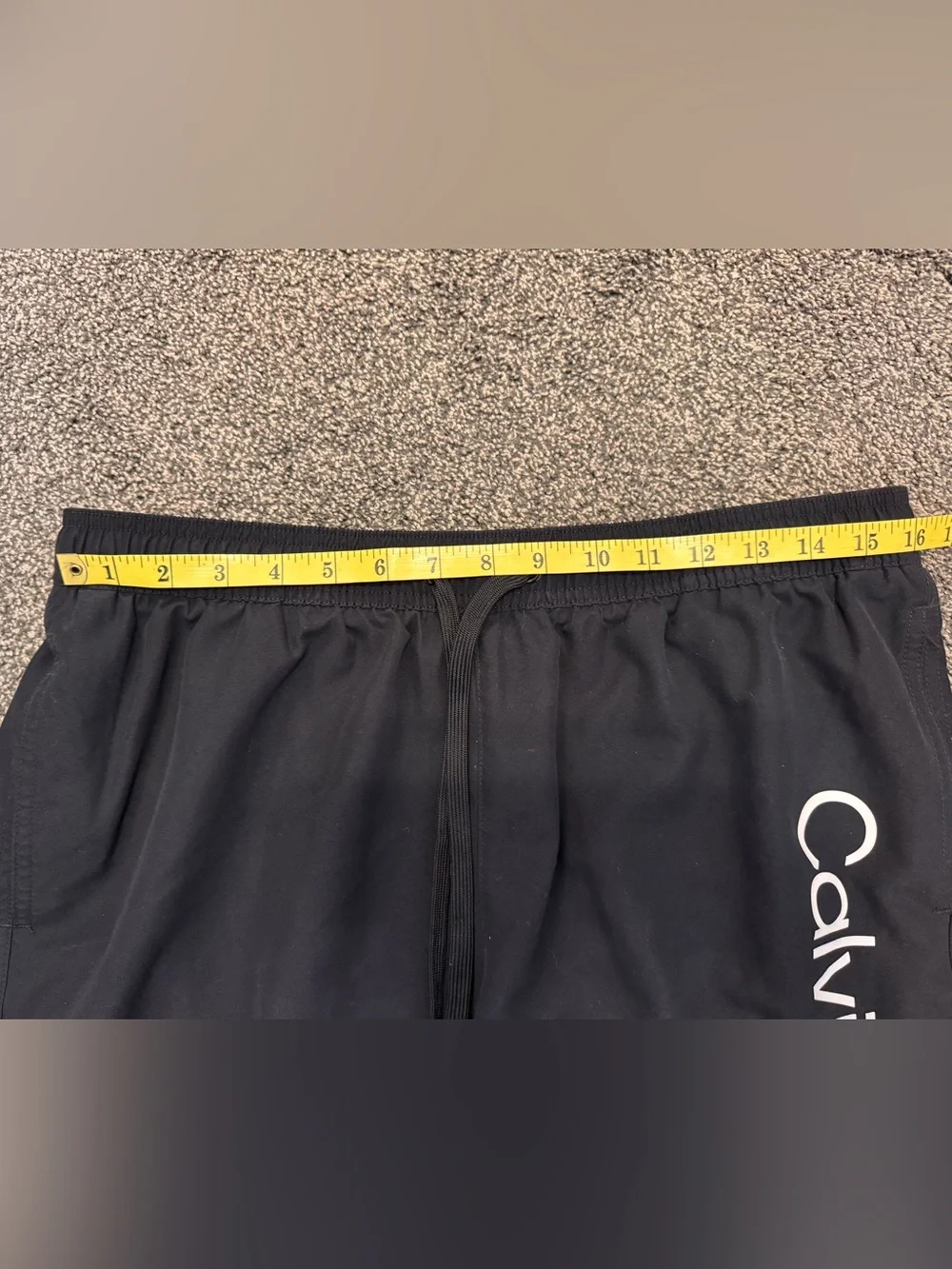 Calvin Klein Men’s Black Swim Board Shorts with White Logo Size Large